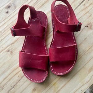 Duckfeet Lokken - Two Strap Red Leather Sandals